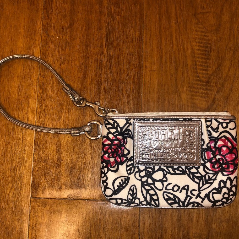 COACH Wristlet with Pink Roses